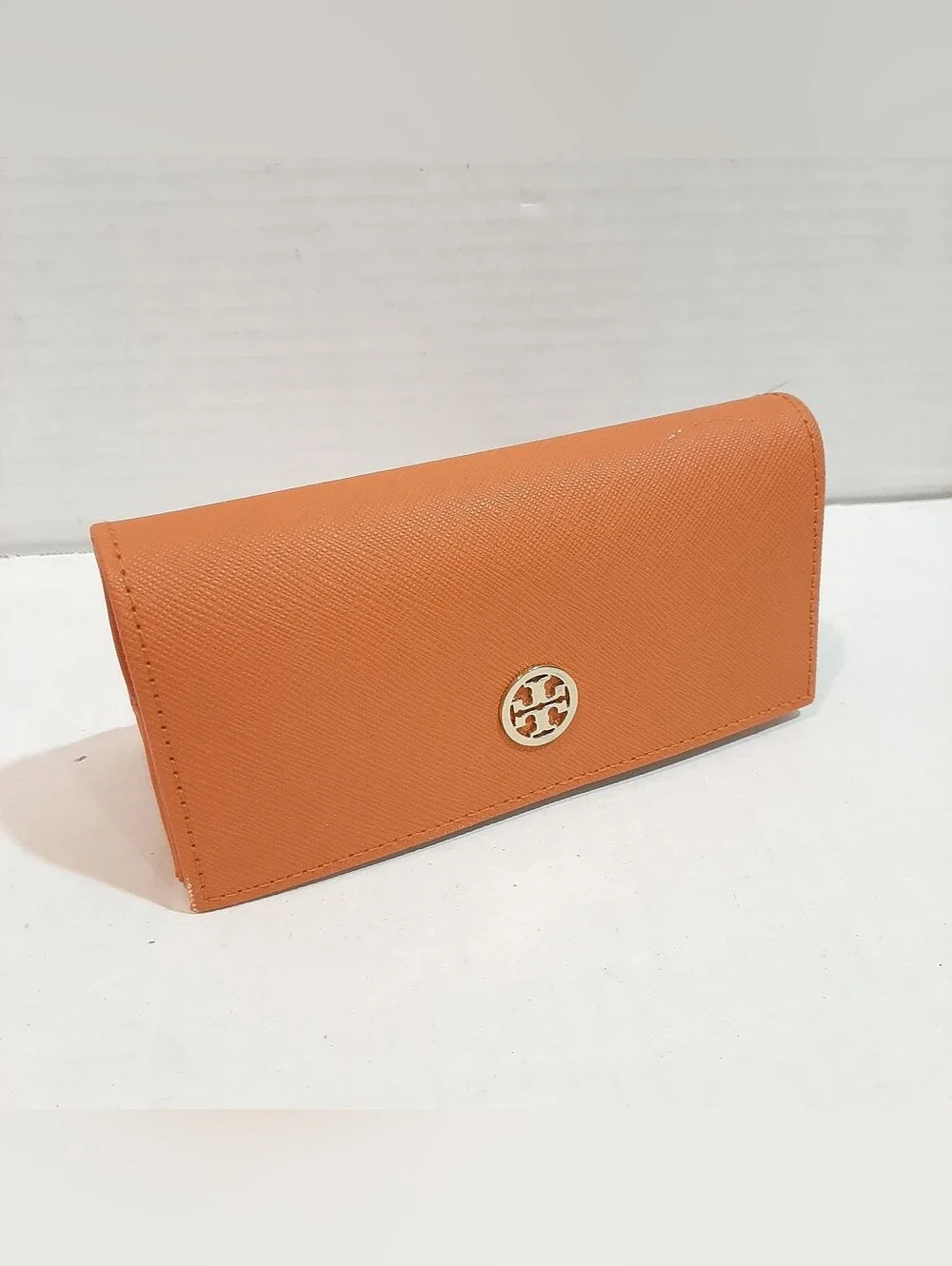 Tory Burch Orange Eyeglasses Case Logo Snap Closure